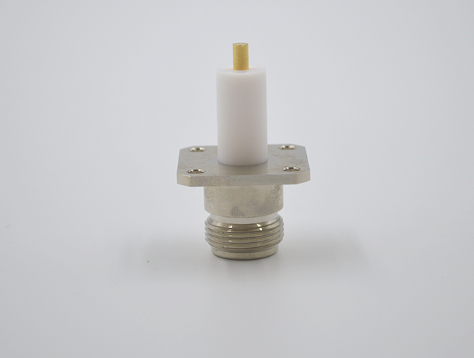 Series N 50Ω Female 4 holes Flange Mount Connector with solder end