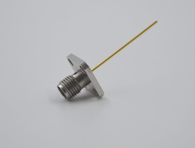 Series SMA Stainless Steel RF Connectors female 4 holes Flange mounted with solder end